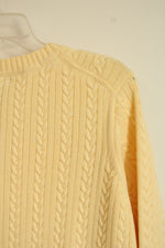 Eddie Bauer Pale Yellow Cable Knit Cardigan Sweater | XL