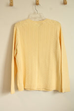 Eddie Bauer Pale Yellow Cable Knit Cardigan Sweater | XL