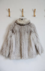 Saga Fox White/Gray Fur Coat | M