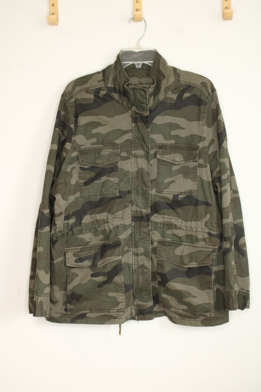 Time and Tru Camo Zip & Snap Jacket | XL