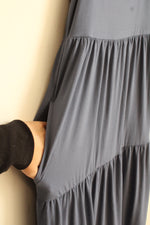 NEW SO Dusty Blue Layered Ruffle Maxi Dress with Pockets | M