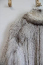 Saga Fox White/Gray Fur Coat | M