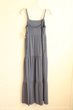 NEW SO Dusty Blue Layered Ruffle Maxi Dress with Pockets | M