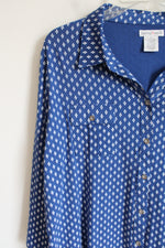 NEW Hasting & Smith Blue White Patterned Cotton Blend Top | XL