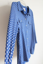 NEW Hasting & Smith Blue White Patterned Cotton Blend Top | XL