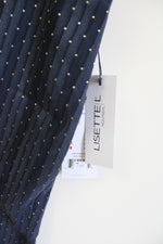 NEW Lisette L Montreal Blue Gold Striped Dotted Stretch Pant