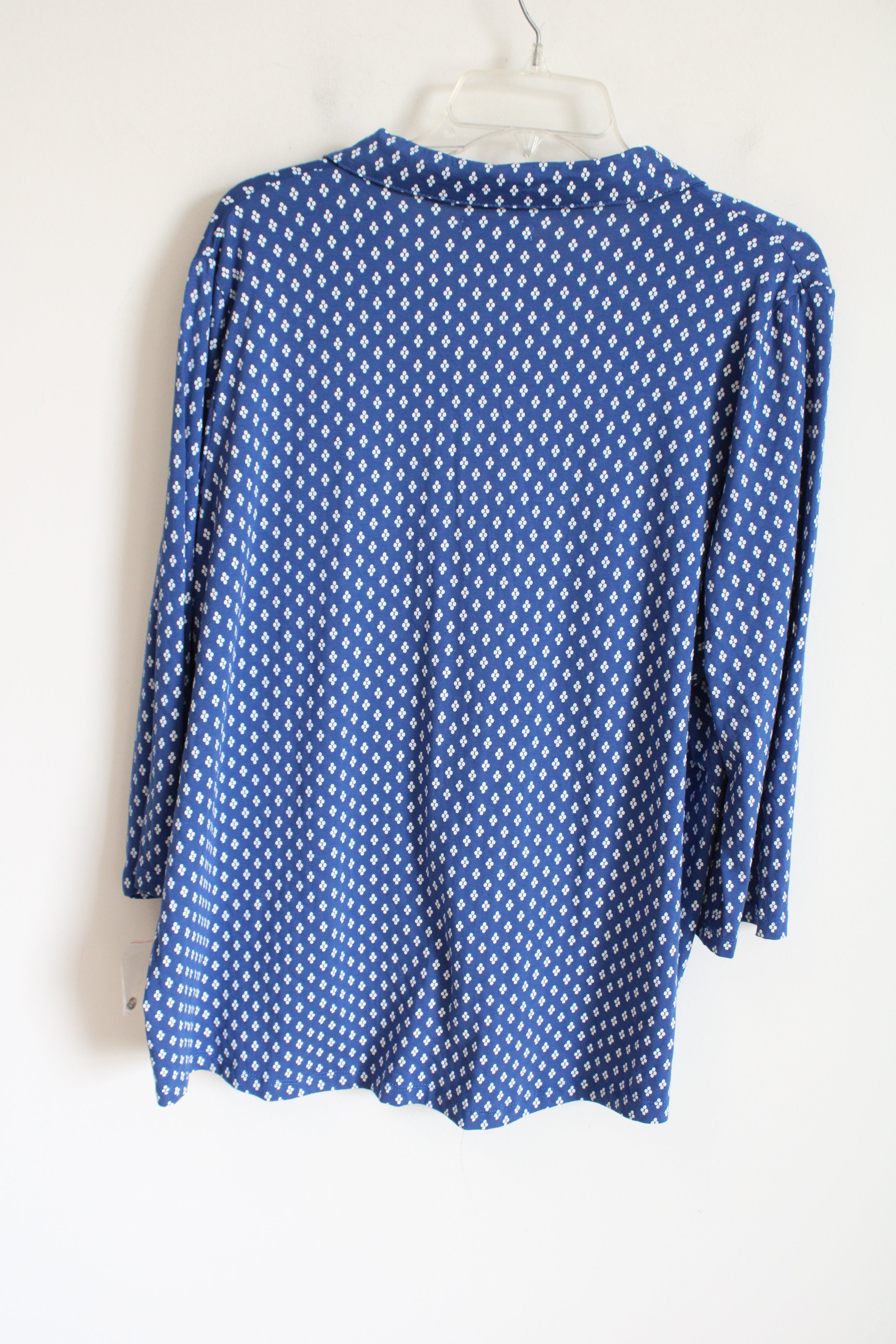 NEW Hasting & Smith Blue White Patterned Cotton Blend Top | XL