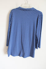 NEW Hasting & Smith Blue White Patterned Cotton Blend Top | XL