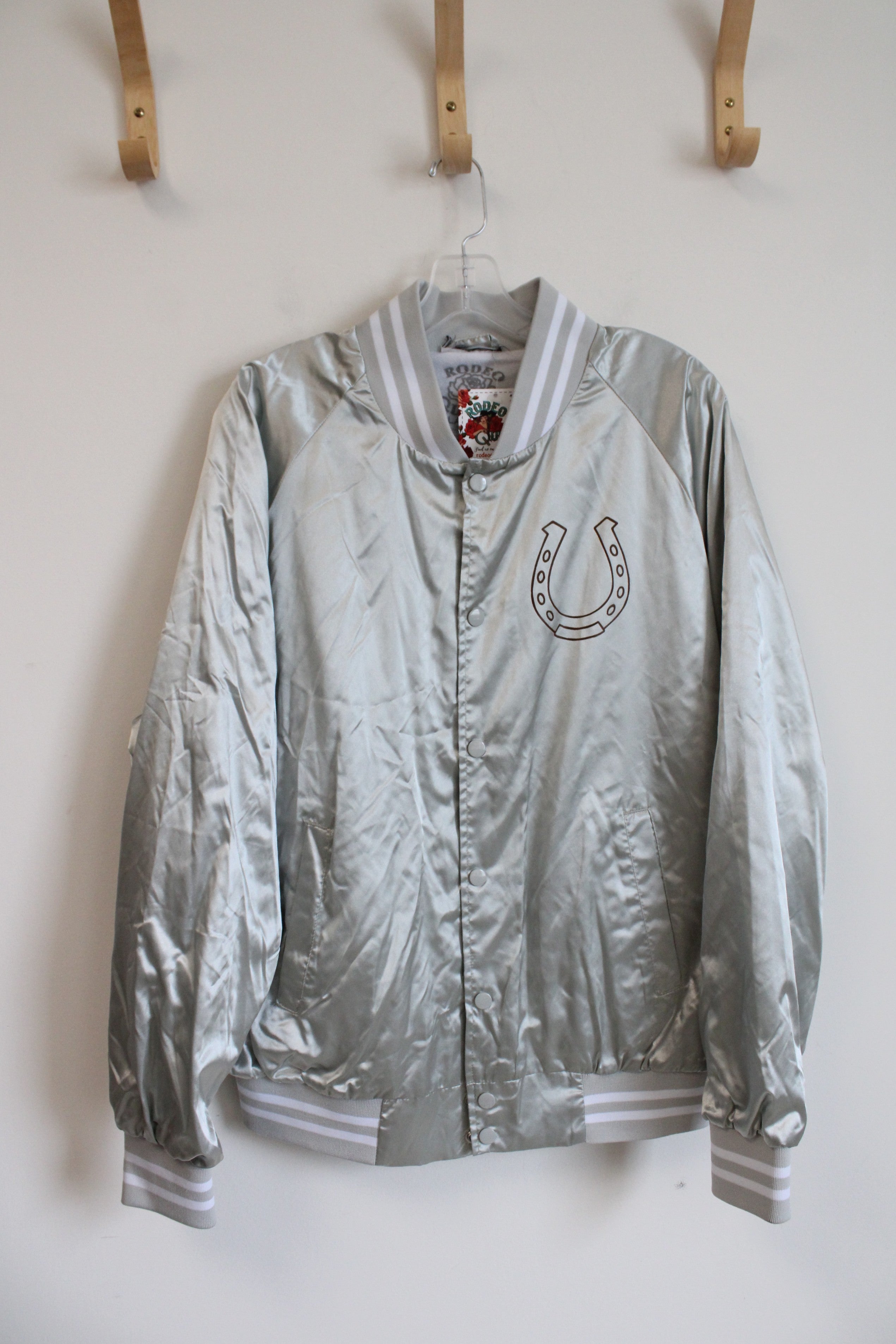 NEW Rodeo Quincy Metallic Silver Bronc Stomper Jacket | L