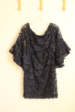 Ralph Lauren Navy Blue Flowy Sleeve Floral Applique Dress | 8