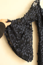 Ralph Lauren Navy Blue Flowy Sleeve Floral Applique Dress | 8