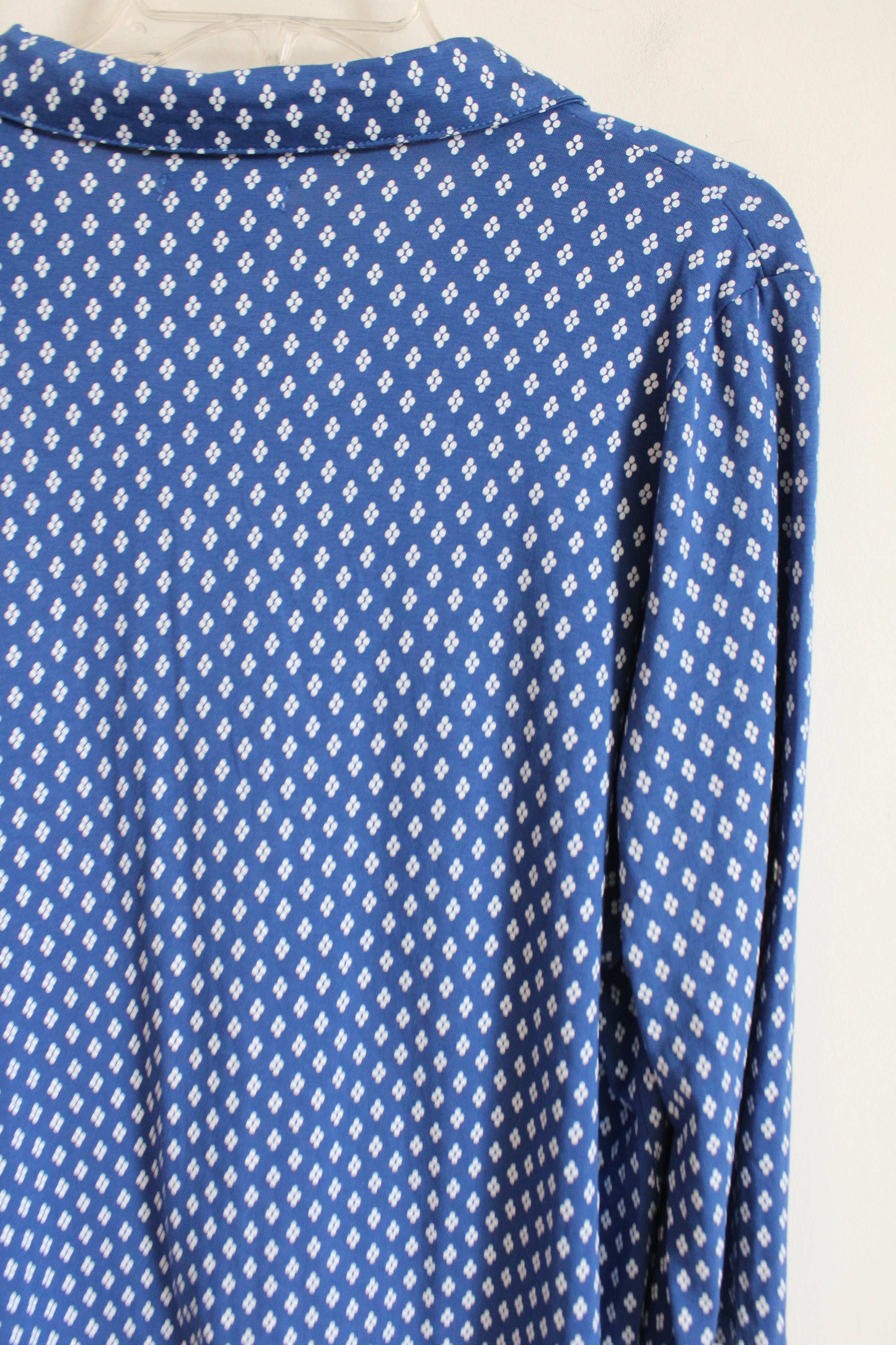 NEW Hasting & Smith Blue White Patterned Cotton Blend Top | XL