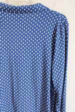 NEW Hasting & Smith Blue White Patterned Cotton Blend Top | XL