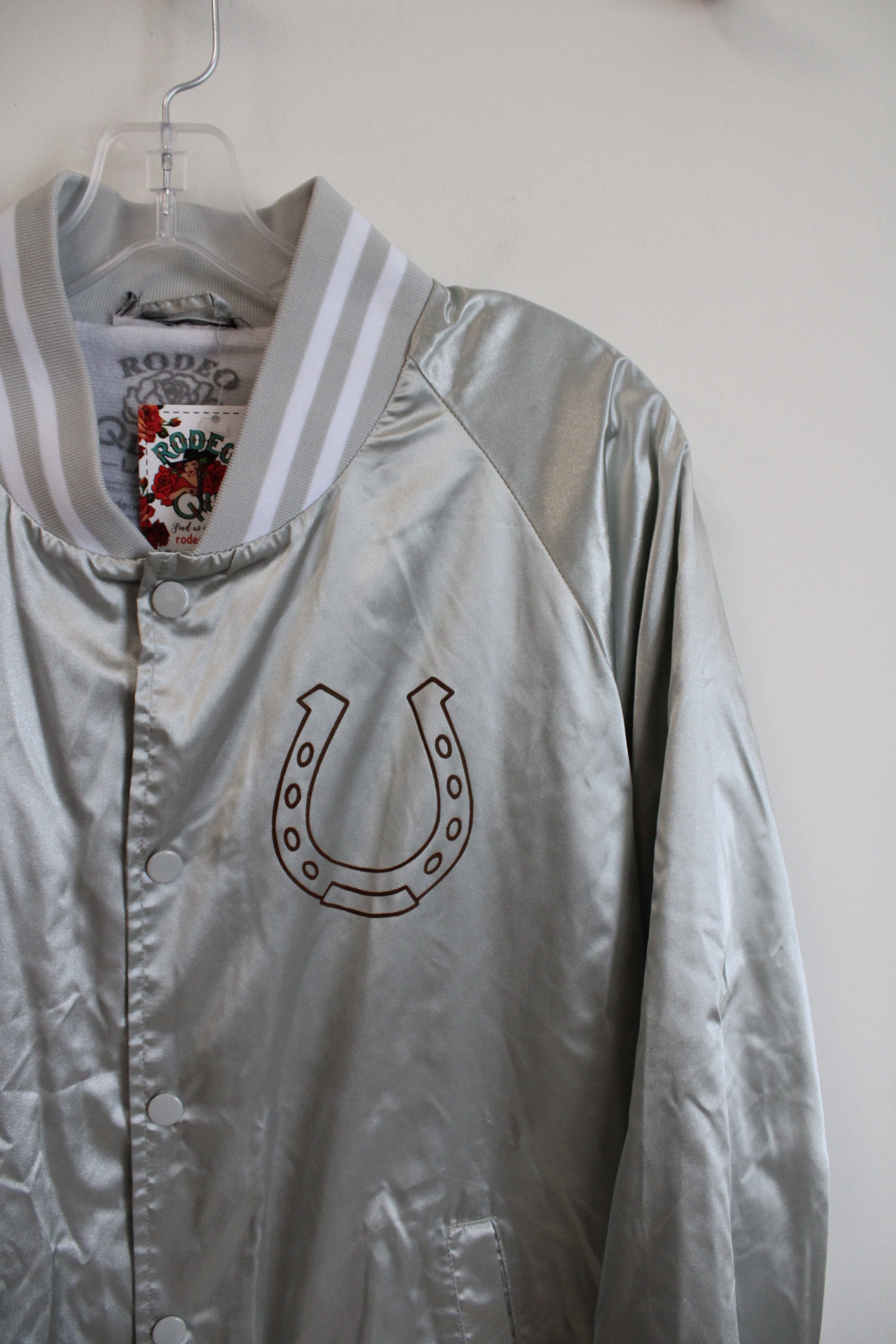 NEW Rodeo Quincy Metallic Silver Bronc Stomper Jacket | L