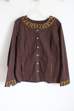 Quaker Factory Brown Bedazzled Denim Jacket | L