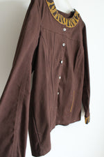 Quaker Factory Brown Bedazzled Denim Jacket | L