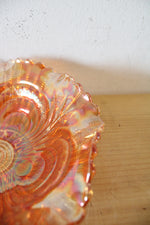 Imperial Marigold Carnival Iridescent Glass Embossed Ruffled Edge Bowl