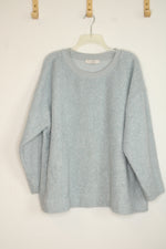 Loft Plus Light Blue Faux Sherpa Crewneck Sweatshirt | 20/22