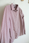 Lands' End Red & White Striped Dotted Button Down Top | 10
