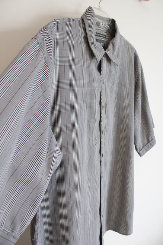Menswear Alexander Lloyd Sueded Microfiber Black & White Plaid Button Down Shirt | 2XL Tall