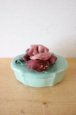 Vintage Johannes Brahm Rose Ceramic Green Trinket Dish