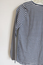 Children's Place Navy Blue White Striped Long Sleeved Cotton Shirt | Youth XL (16)