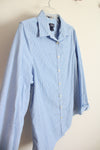 Lands' End Blue & White Striped Button Down Top | 8