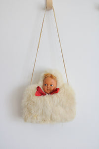 Vintage 1960's Doll Genuine Fur White Muff