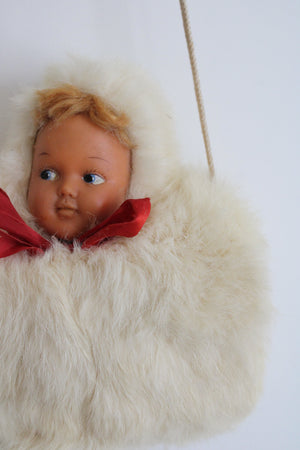 Vintage 1960's Doll Genuine Fur White Muff