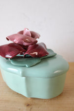 Vintage Johannes Brahm Rose Ceramic Green Trinket Dish