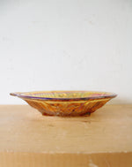 Vintage Amber Carnival Iridescent Glass Divided Dish