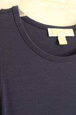 Michael Kors Navy Blue Sleeveless Stretch Dress with Bottom Pleating | S