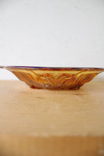 Vintage Amber Carnival Iridescent Glass Divided Dish