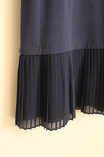 Michael Kors Navy Blue Sleeveless Stretch Dress with Bottom Pleating | S