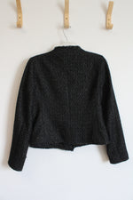 LOFT Black Silver Shimmer Zip Up Jacket | S