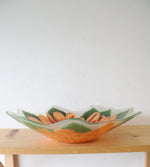 Orange Chrysanthemum Hand Blown Large Glass Bowl