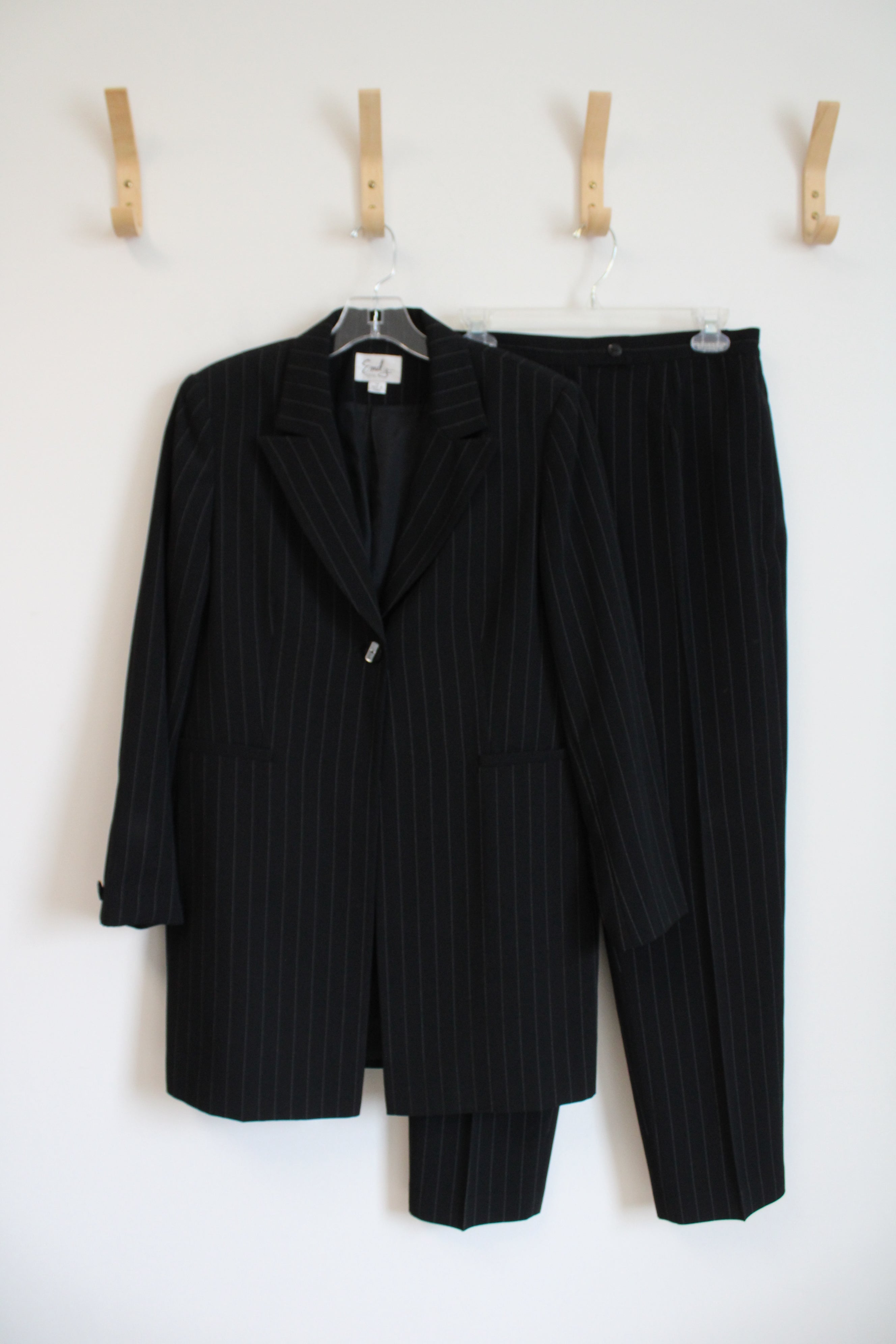 Vintage Emily Black Pinstripe Blazer & Pants Set | 14P