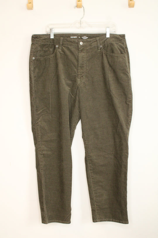 Old Navy Olive Green High Rise OG Straight Corduroy Pants | 16