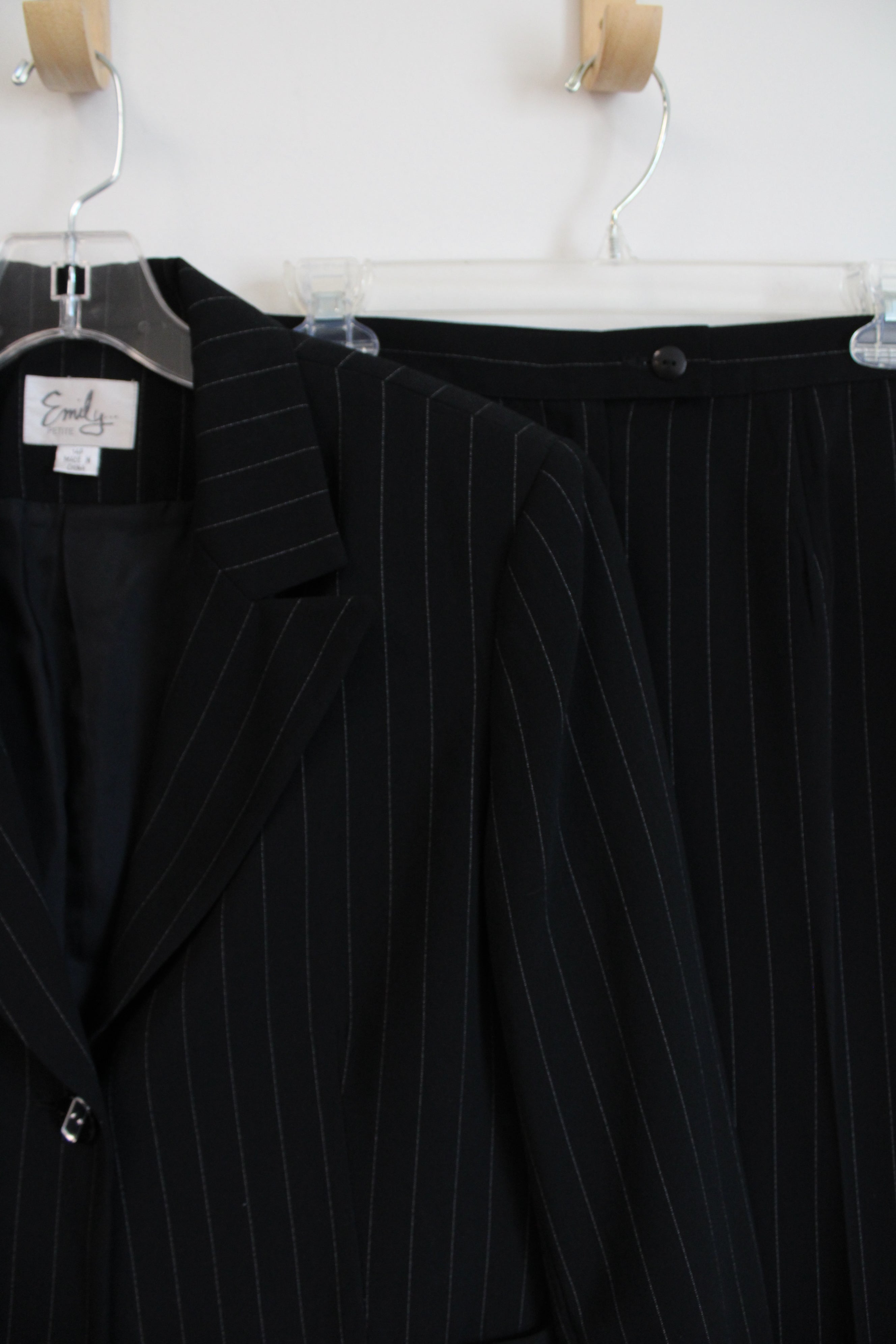 Vintage Emily Black Pinstripe Blazer & Pants Set | 14P