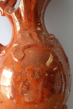 Orange Porcelain Spanish Bull Motif Large Pitcher Vase