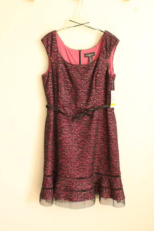 R&M Richards Petite Pink and Black Lace Flare Dress | 14P