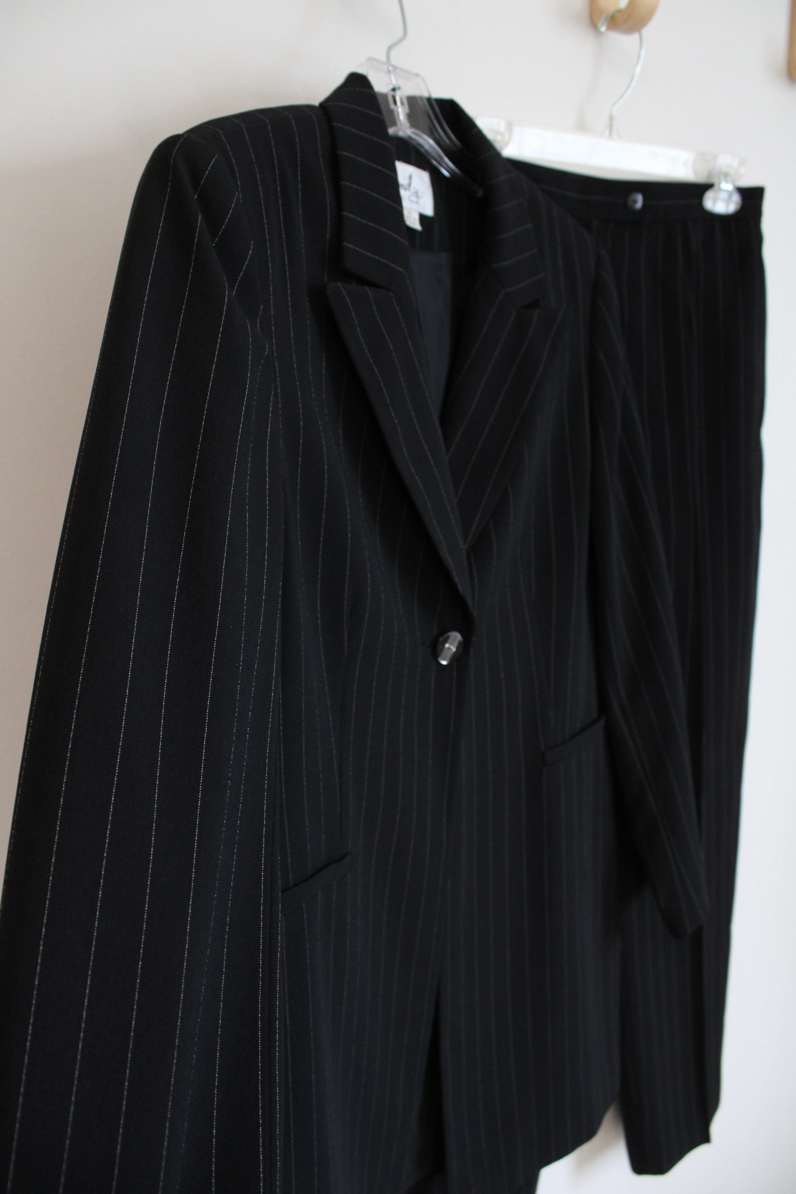 Vintage Emily Black Pinstripe Blazer & Pants Set | 14P