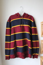 Tommy Hilfiger Maroon Navy & Yellow Striped Hoodie | XL