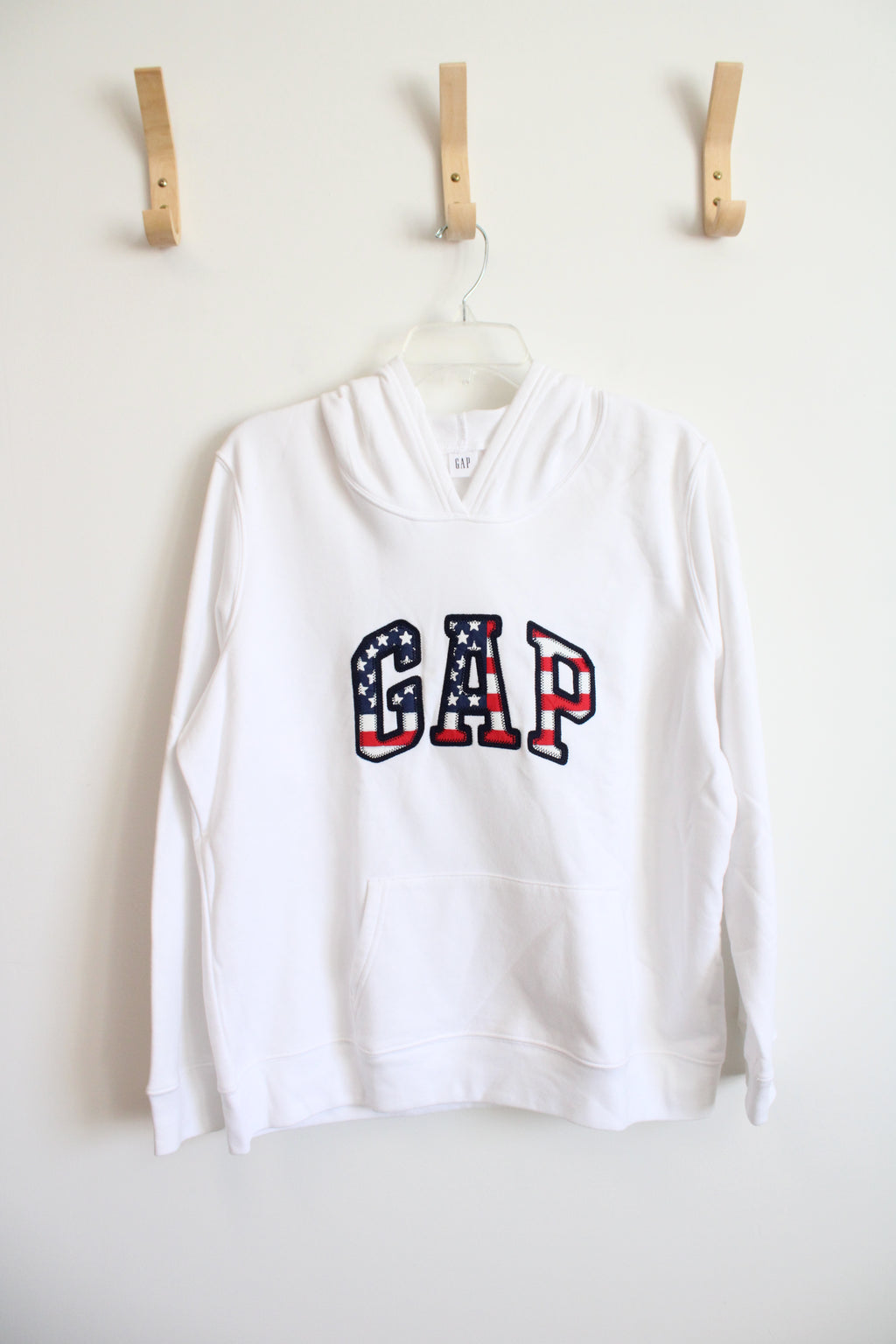 Gap American Flag White Hoodie | XL