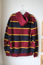 Tommy Hilfiger Maroon Navy & Yellow Striped Hoodie | XL