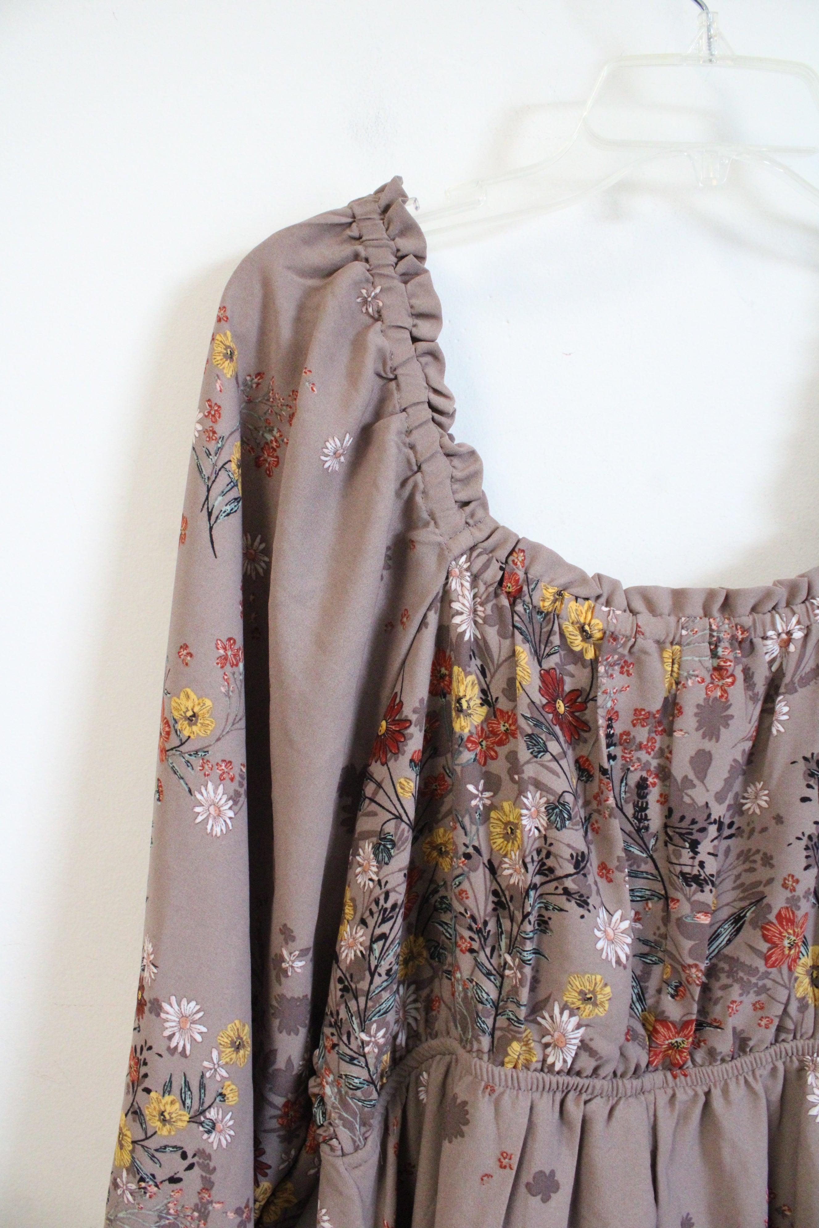 Maurices Brown Floral Long Sleeved Dress