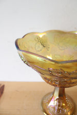 Vintage Indiana Glass Golden Harvest Grape Compote Bowl
