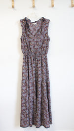 Max Studio Navy Orange & Yellow Paisley Print Maxi Dress | L