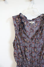 Max Studio Navy Orange & Yellow Paisley Print Maxi Dress | L