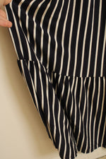 NEW Alya from Francesca's Blue and White Striped V-neck Maxi Dress with Bottom Ruffle | XS